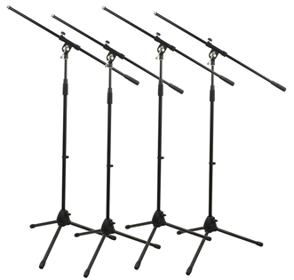 Set of 4 Microphones, Stands, Leads and Bags For Speech & Vocals